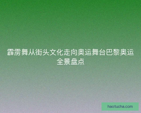 霹雳舞从街头文化走向奥运舞台巴黎奥运全景盘点