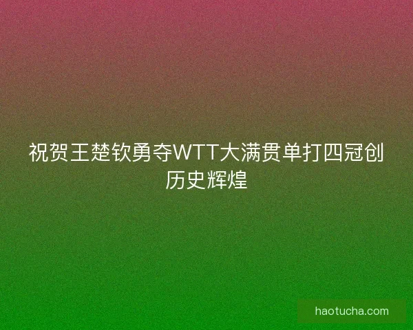 祝贺王楚钦勇夺WTT大满贯单打四冠创历史辉煌