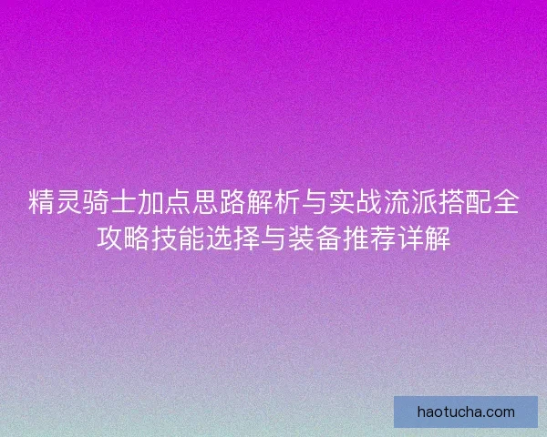 精灵骑士加点思路解析与实战流派搭配全攻略技能选择与装备推荐详解